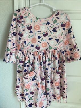Mila & Rose Halloween Pumpkin & Ghost Print Pink Dress